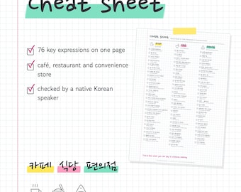 Korean Travel Cheat Sheet: 76 Café, Restaurant and Convenience Store Phrases (1-Page PDF)