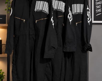 Handmade Slipknot Inspired Jumpsuit, Red Halloween Costume, Inspired Barcode Coverall Cosplay