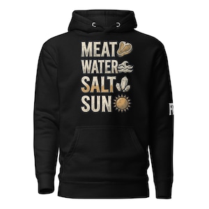 Carnivore Hoodie | Meat Water Salt Sun Design - Cotton, Front Pocket, 3-Panel Hood, Drawstrings