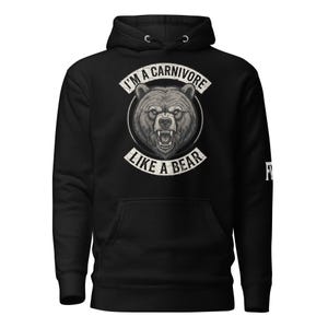 Carnivore Hoodie - Bear Pullover | Cotton Blend | XS-4XL, Front Pocket, 3-Panel Hood, Drawstrings