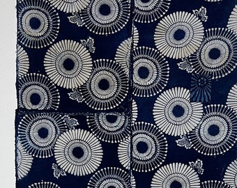 Katazome Indigo Cotton Futon Cover Large Fragment Textile 2 Panels Hand Sewn Together, fabric-2792