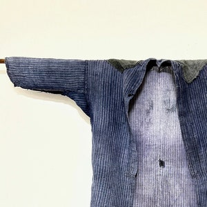 Wonderful Handmade Vintage Japanese Indigo Hemp Thin Stripe Farmer&#39;s Jacket Noragi, 2758