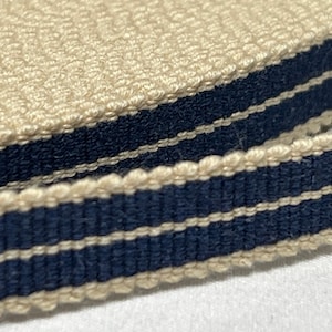 Tot 50% KORTING OP SALE.... Japanse Sanada-Himo Dark Indigo &Beige Flat Cord 12mm breed, Verkocht per meter / yard, Sanada-205