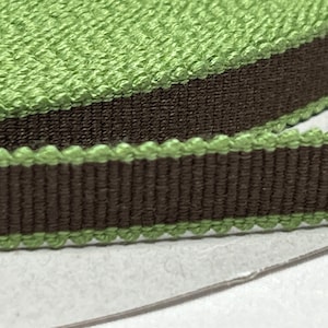 Up To 50% OFF SALE.... Japanese Sanada-Himo Green & Coffee Brown Flat Cord 12mm Wide, Sold By Meter / Yard, Sanada-208