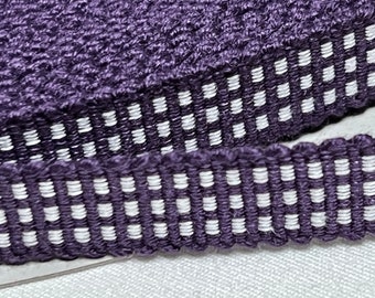 Up To 50% OFF SALE.... Japanese Sanada-Himo, Purple & White Cotton Flat Cord 12mm Wide, Sold By Meter / Yard, Sanada-225