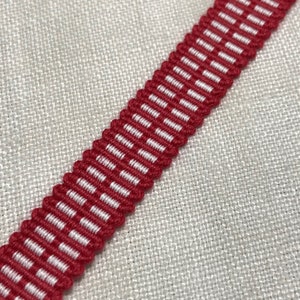 Up To 50% OFF SALE.... Japanese Sanada-Himo, Red & White Cotton Flat Cord 12mm Wide, Sold By Meter / Yard, Sanada-222