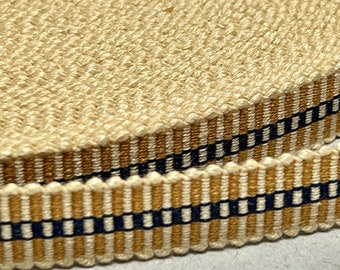 Up To 50% OFF SALE.... Japanese Sanada-Himo Mustard & Indigo Flat Cord 12mm Wide, Sold By Meter / Yard, Sanada-218