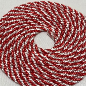Japanese Round Cord 2.5mm Wide, Edouchi Style Himo, Sold By Meter, Red & White,  H-1004