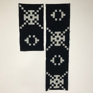 Set of 2 Lengths, Vintage Japanese Kasuri Ikat Cotton Hand Loomed Textile Panels,  fabric-2433