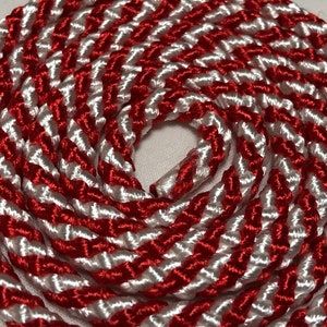 Japanese Round Cord 5mm Wide, Edouchi Style Himo, Sold By Meter, Red & White,  H-1001