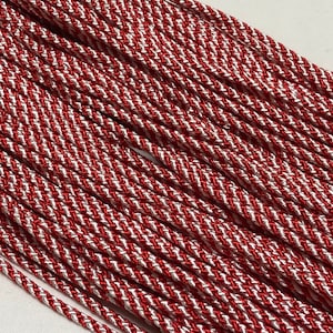Japanese Round Cord 3mm Wide, Edouchi Style Himo, Sold By Meter, Red & White,  H-1003