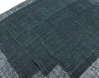 4 Large Squares of Japanese Old dark green Kaya Hemp & Cotton Mix, Mosquito Netting,  Fabric-2690