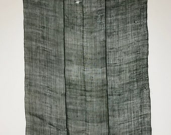 3 Panels Hand Sewn Together, Vintage Japanese Green  Kaya Boro Textile From Old Mosquito Net, Fabric-2832