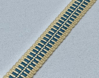 Up To 50% OFF SALE.... Japanese Sanada-Himo Light blue & Beige Flat Cord 12mm Wide, Sold By Meter / Yard,Sanada-206