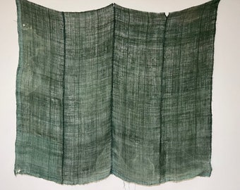 4 Panels Hand Sewn Together, Vintage Japanese Green  Kaya Boro Textile From Old Mosquito Net, Fabric-2829