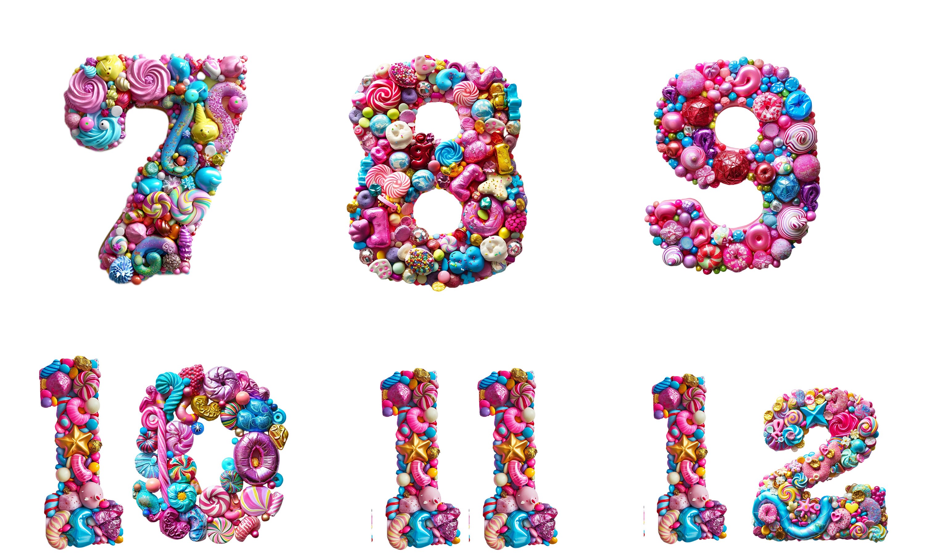 Candy Numbers Clipart, Cute Numbers, Candy Wall Art, Birthday Numbers ...
