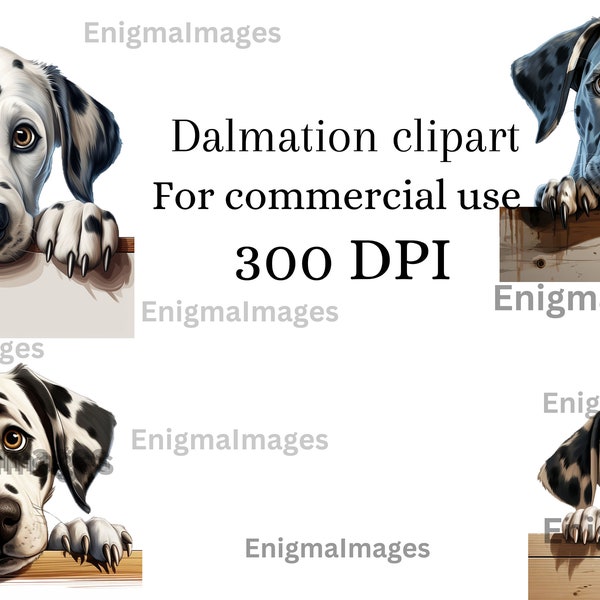 Dalmatian Clipart, 4 High Quality PNGs, Pet Portraits, Doggy Decor, Dalmatian Clipart & Printable Art Collection, Dog Art, Nursery