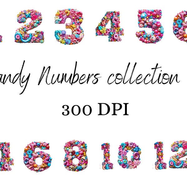Candy Numbers clipart, Cute Numbers, Candy Wall Art, Birthday Numbers, Printable Numbers, Charcuterie, Numbers Png, Candy Clipart