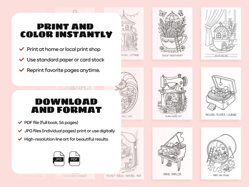 Tiny House Coloring Book Pdf, Printable Grayscale Pages for Adults ...