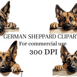 Peeking German Shepherd Clipart Set - 4 Designs (300 Dpi), Digital Download, Dog Clipart for Cricut/laser, High Quality Png, Svg, Pet Owner