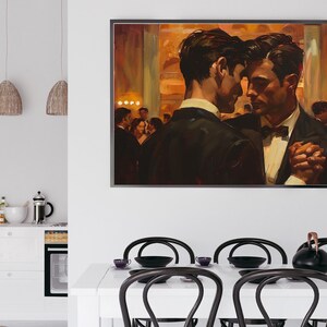 Custom Gay Wedding Thank You Card Set - Digital Download LGBTQ Valentines Anniversary Wall Art by Gay Artist Home Decor Poster