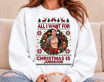 Felpa "All I Want for Christmas Is Jungkook", regalo per fan Kpop ARMY, felpa Bangtan, OT7, JK, regalo ricordo del concerto