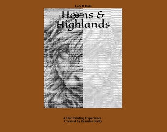 Wzory do malowania kropek Horns & Highlands w formacie PDF | 12 stron do druku z kropkami | Relaksujące kolorowanki dla dorosłych | Pobierz natychmiast