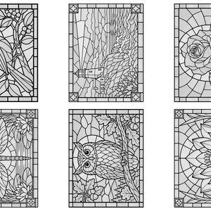 Modèles de peinture à points effet verre et phosphorescent (PDF) | 12 pages de coloriage à imprimer | Coloriages relaxants pour adultes | Téléchargement instantané image 2