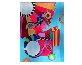 Feminisms and Rhetoric #1 - Colorful Geometric Abstract, 30"x 24"  Avant Garde, Modern Wall Art by Skye Lucking