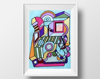 Wij vielen - abstracte muur grote Art Print, Decor van het huis muur kunst, Living Room Decor, Rainbow kunst, surrealistische kunst