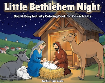 Disegni da colorare della Natività stampabili, Piccola Notte di Betlemme, Natale cristiano per bambini e adulti, PDF stampabile