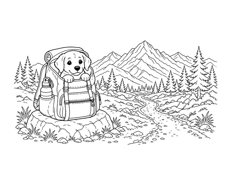 Waggy Tail Cuddles / Libro para colorear de perros y cachorros para niños y adultos, llamativo y fácil, PDF imprimible, descarga instantánea imagen 7
