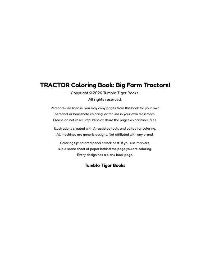 Desenhos de tratores para colorir para crianças de 4 a 8 anos, livro de colorir de tratores agrícolas, 54 folhas para colorir imprimíveis com animais da fazenda, PDF para download instantâneo imagem 3