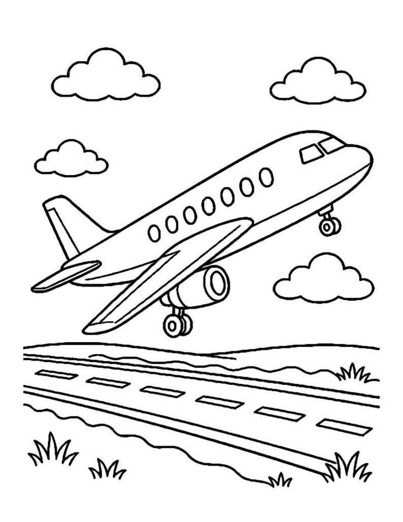 54 Airplane Coloring Pages for Kids | Up, Up and Away!, Jets, Helicopters, Hot Air Balloons, Printable PDF, Instant Download image 4