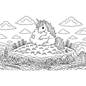 Glitzernde Einhorn-Träume: Einhorn-Malbuch zum Ausdrucken (PDF), Magische Regenbogen-Einhorn-Malvorlagen für Kinder und Erwachsene, Sofort-Download Bild 9
