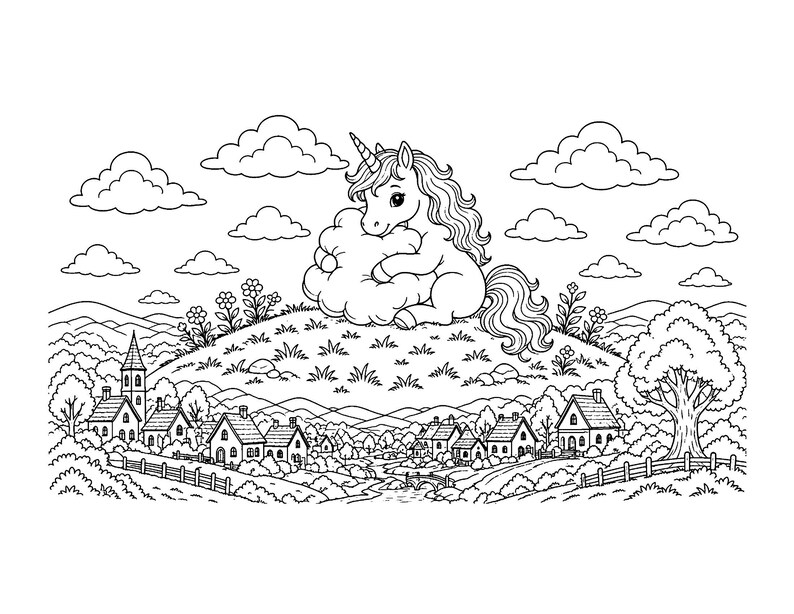Glitzernde Einhorn-Träume: Einhorn-Malbuch zum Ausdrucken (PDF), Magische Regenbogen-Einhorn-Malvorlagen für Kinder und Erwachsene, Sofort-Download Bild 9