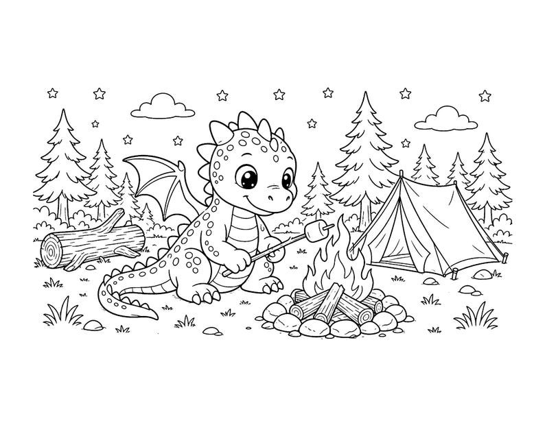 Pequeños Amigos Ember / Libro para colorear de dragones adorables para niños y adultos, dragones bebés tiernos, llamativos y fáciles de dibujar, PDF imprimible, descarga instantánea imagen 3
