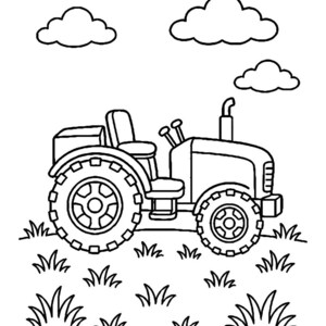 Desenhos de tratores para colorir para crianças de 4 a 8 anos, livro de colorir de tratores agrícolas, 54 folhas para colorir imprimíveis com animais da fazenda, PDF para download instantâneo imagem 4