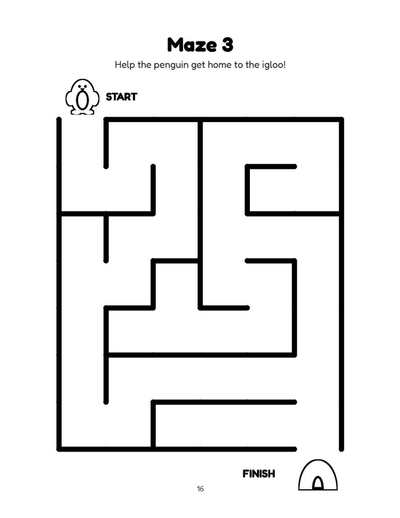 Penguin Activity Book Printable, 54 Designs | Winter Snow Coloring Pages and Activities for Kids & Adults, Ages 3-7, Printable PDF image 3