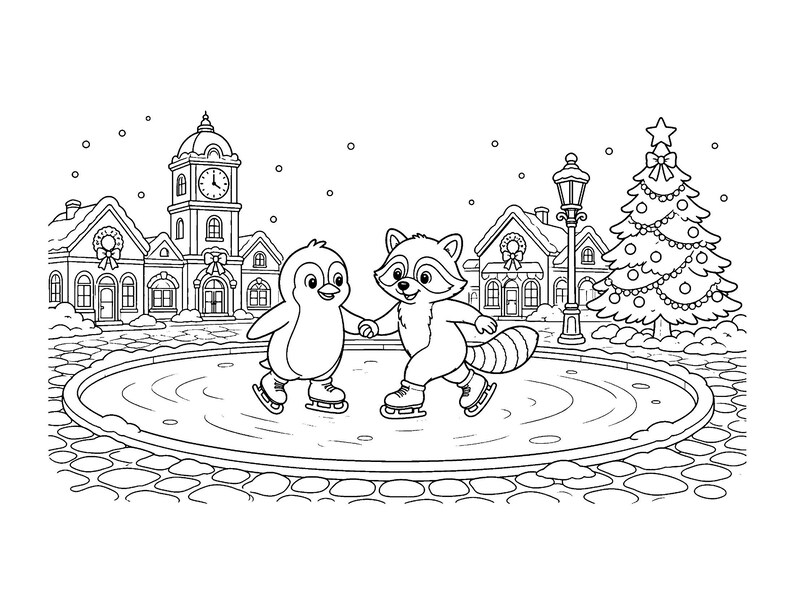 Twinkle Toasty Christmas: Christmas Coloring Book Printable PDF, Holiday Coloring Pages for Kids & Adults, Santa, Instant Download image 4