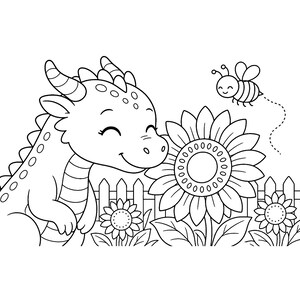 Pequeños Amigos Ember / Libro para colorear de dragones adorables para niños y adultos, dragones bebés tiernos, llamativos y fáciles de dibujar, PDF imprimible, descarga instantánea imagen 11