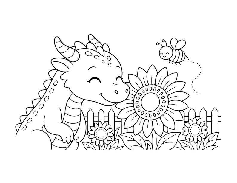 Pequeños Amigos Ember / Libro para colorear de dragones adorables para niños y adultos, dragones bebés tiernos, llamativos y fáciles de dibujar, PDF imprimible, descarga instantánea imagen 11