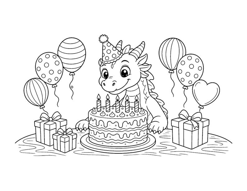 Pequeños Amigos Ember / Libro para colorear de dragones adorables para niños y adultos, dragones bebés tiernos, llamativos y fáciles de dibujar, PDF imprimible, descarga instantánea imagen 5
