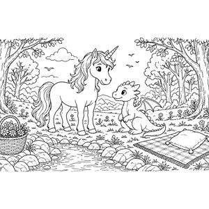 Glitzernde Einhorn-Träume: Einhorn-Malbuch zum Ausdrucken (PDF), Magische Regenbogen-Einhorn-Malvorlagen für Kinder und Erwachsene, Sofort-Download Bild 8