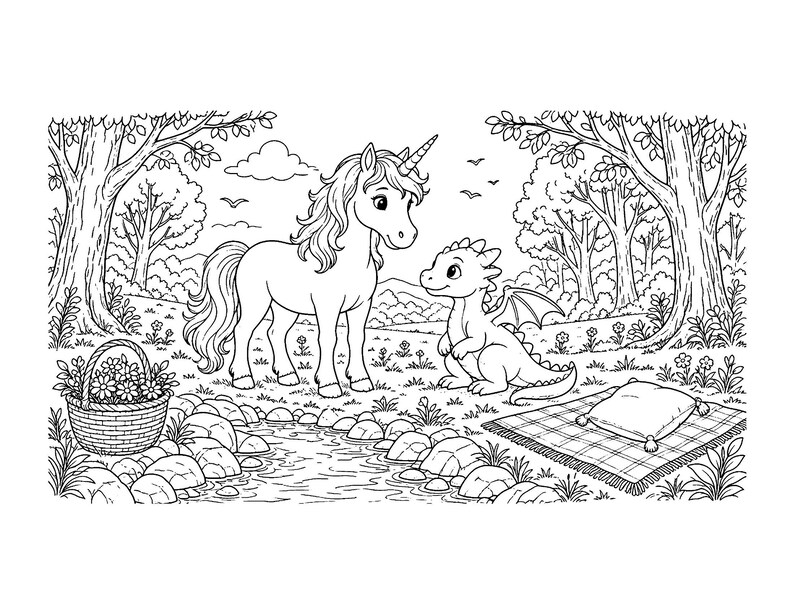 Glitzernde Einhorn-Träume: Einhorn-Malbuch zum Ausdrucken (PDF), Magische Regenbogen-Einhorn-Malvorlagen für Kinder und Erwachsene, Sofort-Download Bild 8