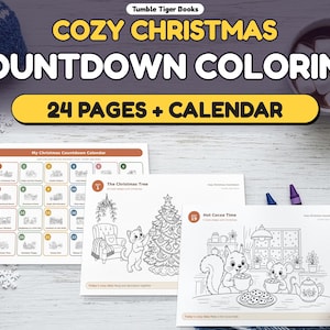 Advent Calendar Coloring Pages, Christmas Countdown Coloring, 24 Days to Christmas, Kids and Adults, Classroom, A4 and US Letter PDF