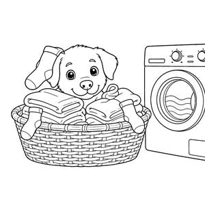 Waggy Tail Cuddles / Libro para colorear de perros y cachorros para niños y adultos, llamativo y fácil, PDF imprimible, descarga instantánea imagen 6