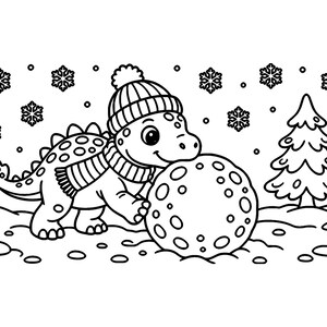 Dino Cozy Days: Dinosaur Coloring Book Printable PDF, Bold Easy Cute Dino Coloring Pages for Kids & Adults, Instant Download image 6