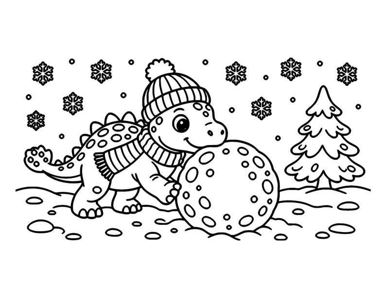 Dino Cozy Days: Dinosaur Coloring Book Printable PDF, Bold Easy Cute Dino Coloring Pages for Kids & Adults, Instant Download image 6