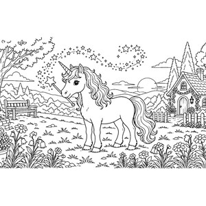Glitzernde Einhorn-Träume: Einhorn-Malbuch zum Ausdrucken (PDF), Magische Regenbogen-Einhorn-Malvorlagen für Kinder und Erwachsene, Sofort-Download Bild 6